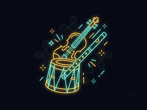 A chenda drum, violin and flute